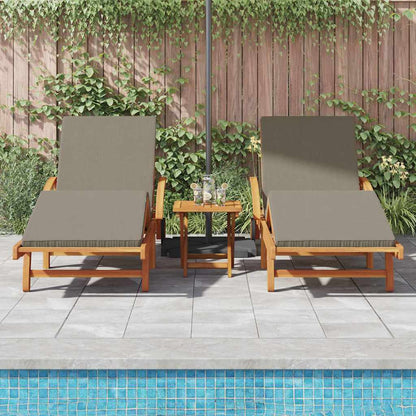 Sun Lounger 3 pcs Solid Acacia Wood Taupe
