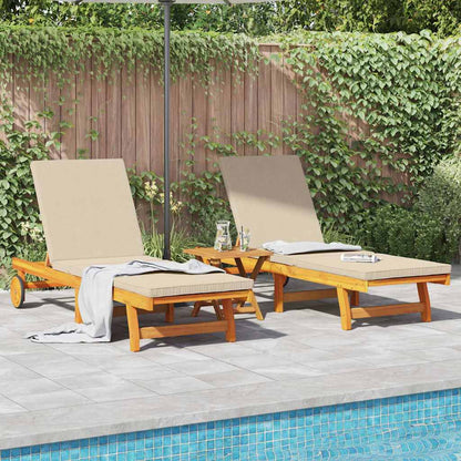 Sun Lounger 2 pcs Solid Acacia Wood Brown