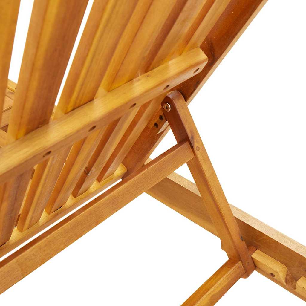 Wheeled Sun Lounger with Table Solid Wood Acacia