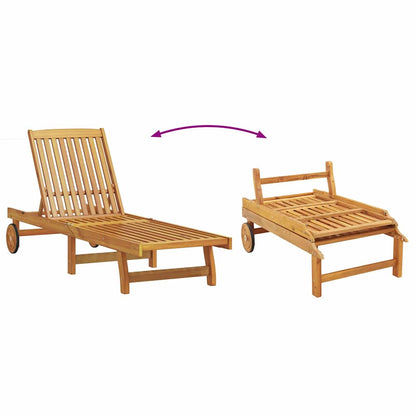 Sun Lounger Reclining 1-person 2 pcs Brown Solid Acacia Wood