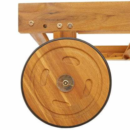 Wheeled Sun Loungers 2 pcs with Table Solid Wood Acacia
