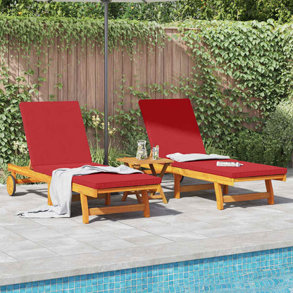 Sun Lounger Reclining 2-person 3 pcs Brown Solid Acacia Wood