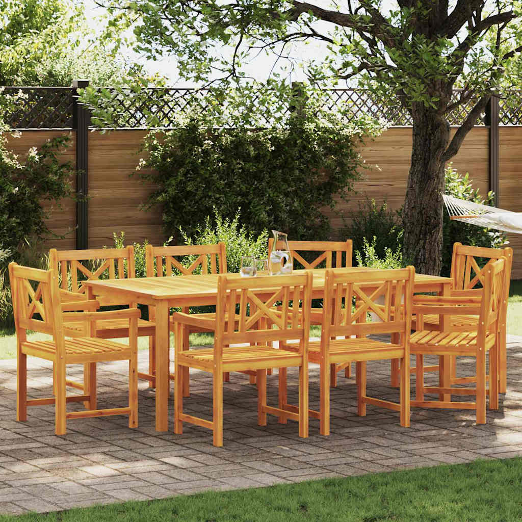 Garden Chairs 8 pcs Natural Solid Acacia Wood