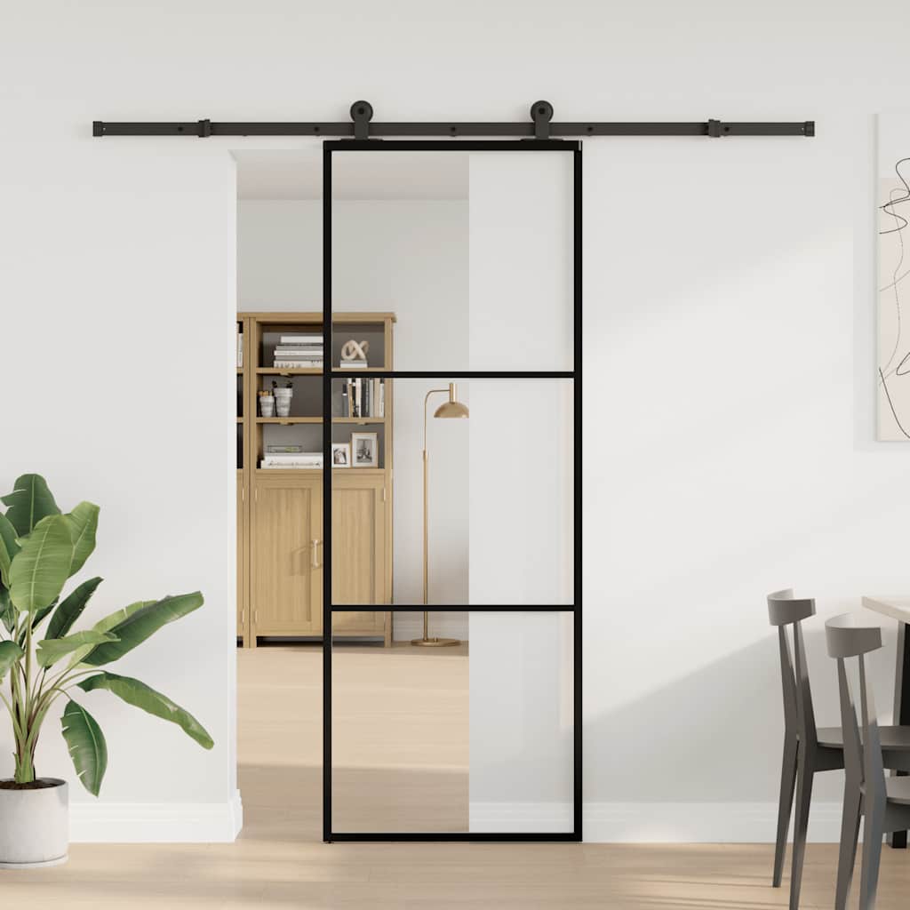 Sliding Door with Hardware Set 76x205 cm ESG Glass&Aluminium
