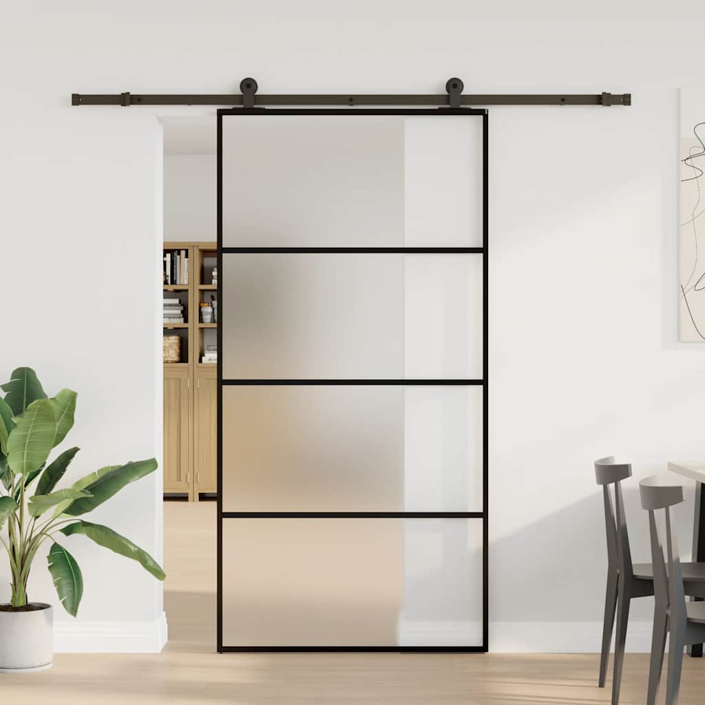 Sliding Door with Hardware Set 102.5x205 cm ESG Glass&Aluminium