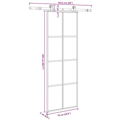 Sliding Door with Hardware Set 76x205 cm ESG Glass&Aluminium
