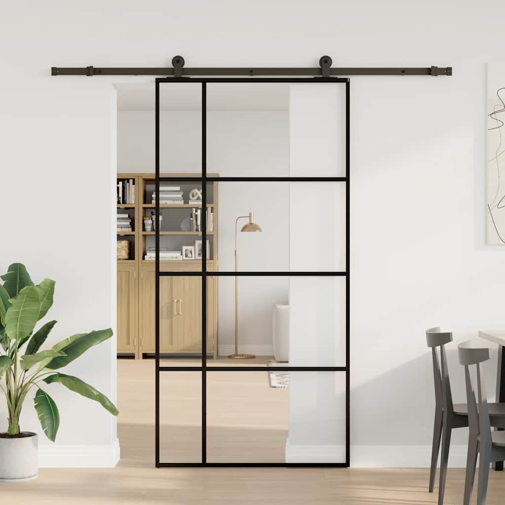 Sliding Door with Hardware Set 102,5x205 cm ESG Glass&Aluminium