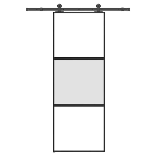 Sliding Door with Hardware Set 76x205 cm Tempered Glass&Aluminium