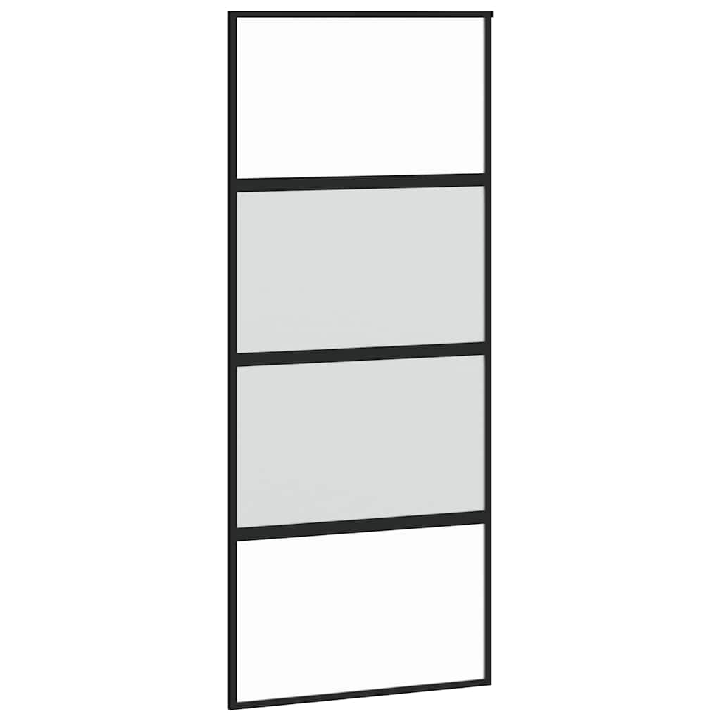 Sliding Door with Hardware Set 90x205 cm Tempered Glass&Aluminium