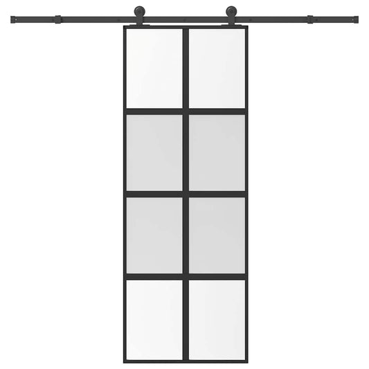 Sliding Door with Hardware Set 76x205 cm Tempered Glass&Aluminium