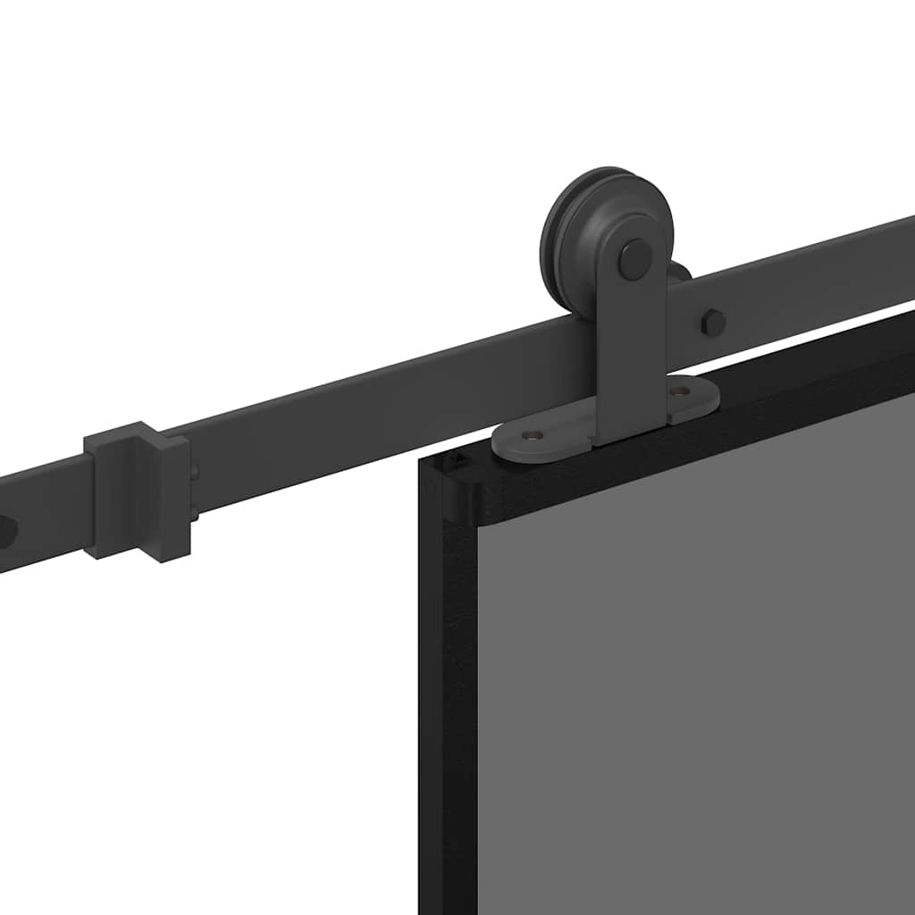 Sliding Door with Hardware Set 90x205 cm Tempered Glass and Aluminium