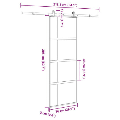 Sliding Door with Hardware Set 76x205 cm Tempered Glass&Aluminium