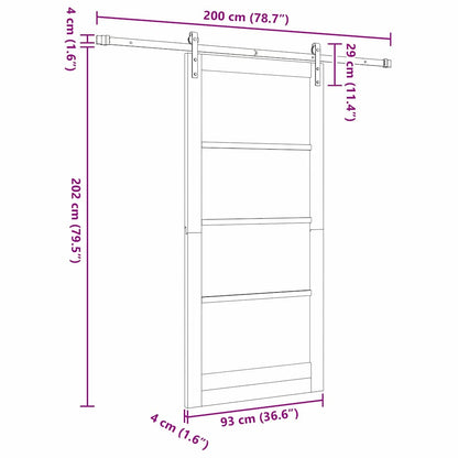 Sliding Door ORKDAL Natural and Black 93 x 202 cm