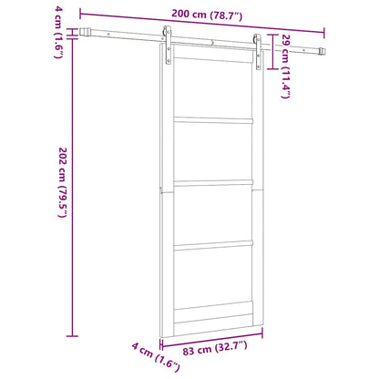 Sliding Door ORKDAL White 83 x 202 cm Solid Pine Wood and Glass