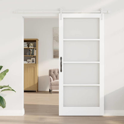 Sliding Door ORKDAL White 93 x 211 cm Solid Pine Wood and Glass