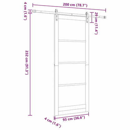Sliding Door ORKDAL White 93 x 232 cm Solid Pine Wood and Glass