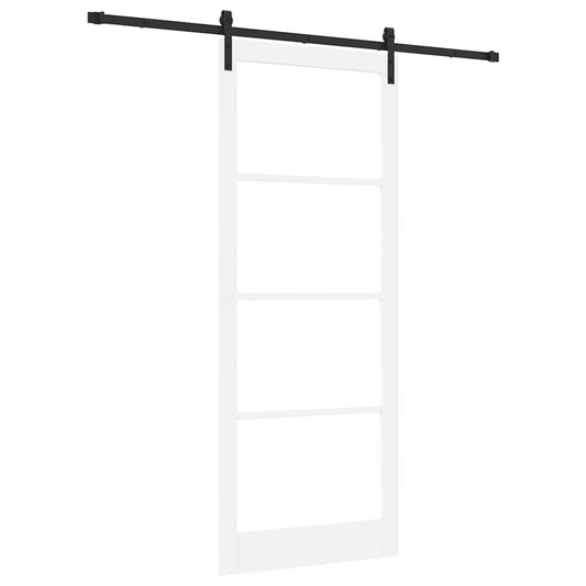 Sliding Door ORKDAL White 93 x 232 cm Solid Pine Wood and Glass