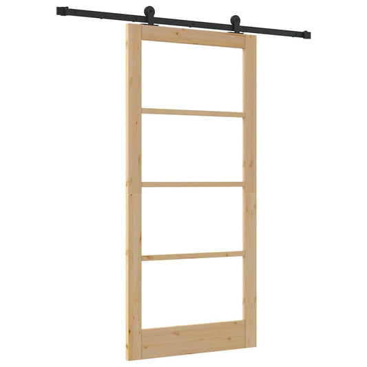 Sliding Door ORKDAL 93 x 202 cm Solid Pine Wood and Glass