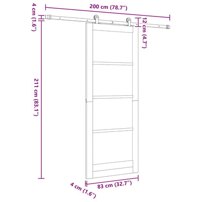 Sliding Door ORKDAL White and Black 83 x 211 cm