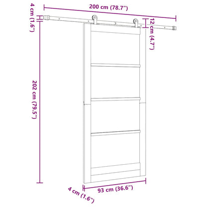 Sliding Door ORKDAL Natural and Black 93 x 202 cm