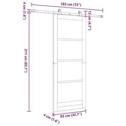 Sliding Door ORKDAL White 83 x 211 cm Solid Pine Wood and Glass