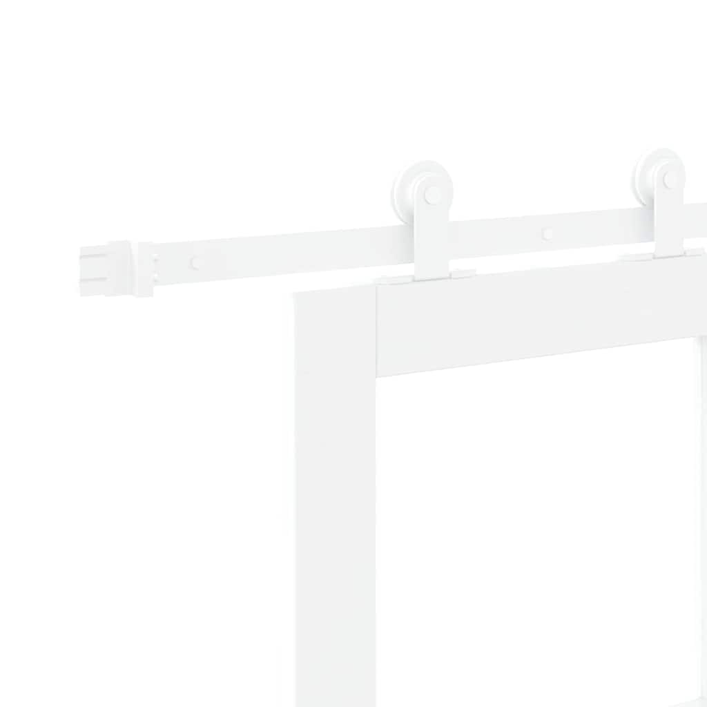Sliding Door ORKDAL White 93 x 202 cm Solid Pine Wood and Glass
