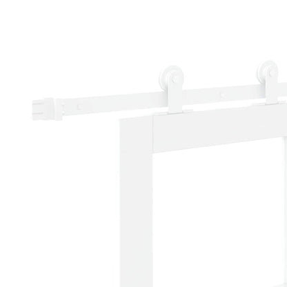Sliding Door ORKDAL White 93 x 202 cm Solid Pine Wood and Glass