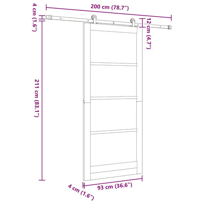 Sliding Door ORKDAL White 93 x 211 cm Solid Pine Wood and Glass