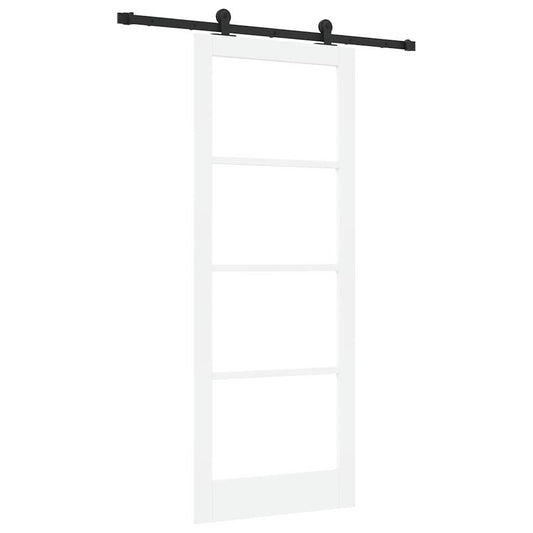 Sliding Door ORKDAL White 83 x 211 cm Solid Pine Wood and Glass