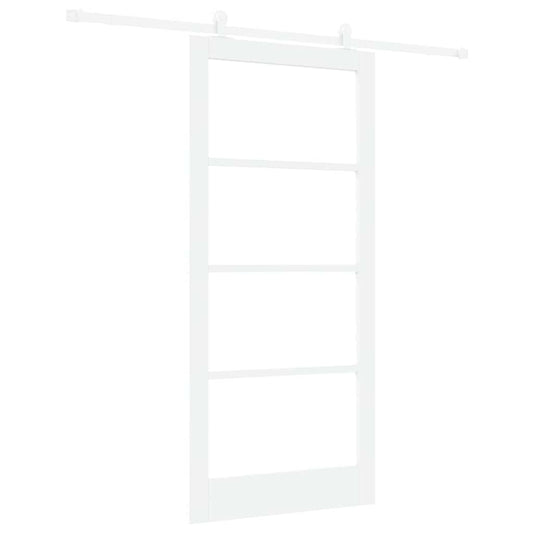 Sliding Door ORKDAL White 93 x 202 cm Solid Pine Wood and Glass