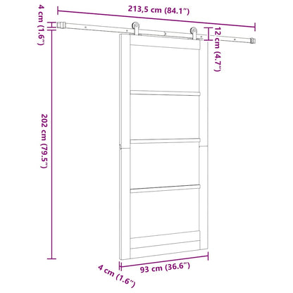 Sliding Door ORKDAL White 93 x 202 cm Solid Pine Wood and Glass