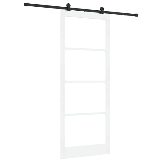 Sliding Door ORKDAL White 93 x 232 cm Solid Pine Wood and Glass