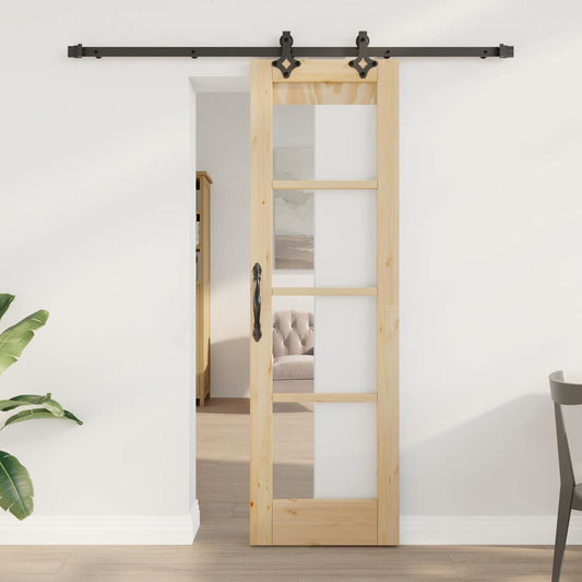 Sliding Door ORKDAL 61 x 198.5 cm Solid Pine Wood and Glass