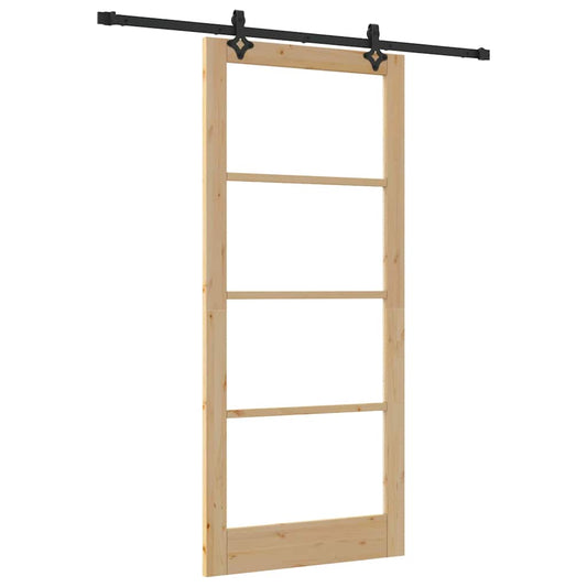 Sliding Door ORKDAL 93 x 211 cm Solid Pine Wood and Glass
