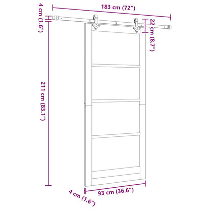 Sliding Door ORKDAL Natural and Black 93 x 211 cm