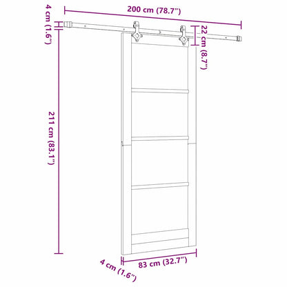 Sliding Door ORKDAL White and Black 83 x 211 cm