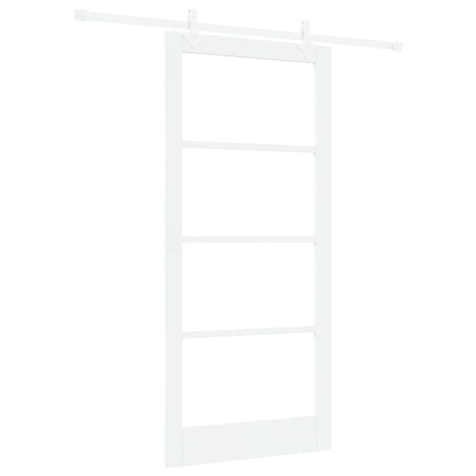 Sliding Door 93 x 202 cm Solid Pine Wood and Glass White