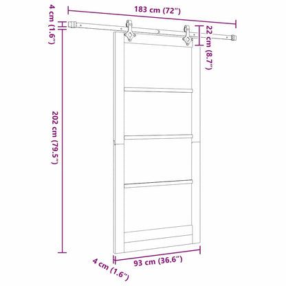 Sliding Door White 93 x 202 cm Solid Pine Wood and Glass