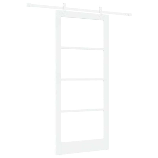 Sliding Door 93 x 211 cm Solid Pine Wood and Glass White