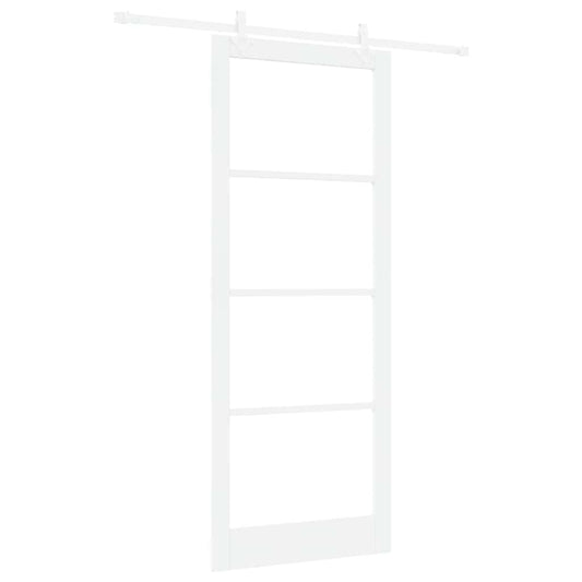 Sliding Door 93 x 232 cm Solid Pine Wood and Glass White
