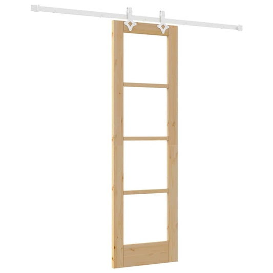Sliding Door 61 x 198.5 cm Solid Pine Wood and Glass Natural