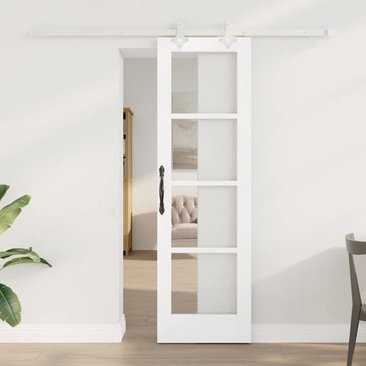 Sliding Door 61 x 198.5 cm Solid Pine Wood and Glass White