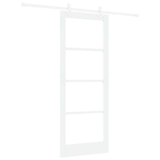 Sliding Door 83 x 211 cm Solid Pine Wood and Glass White