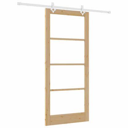 Sliding Door Natural 93 x 211 cm Solid Pine Wood and Glass