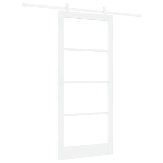 Sliding Door 93 x 211 cm Solid Pine Wood and Glass White