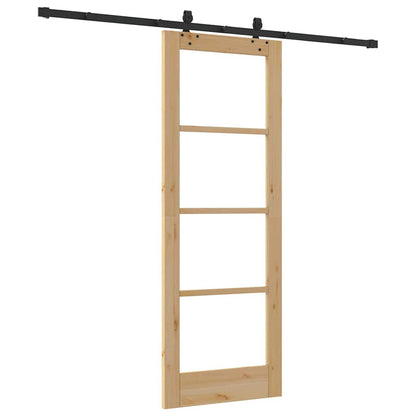 Sliding Door Natural 73.5 x 198.5 cm Solid Pine Wood and Glass
