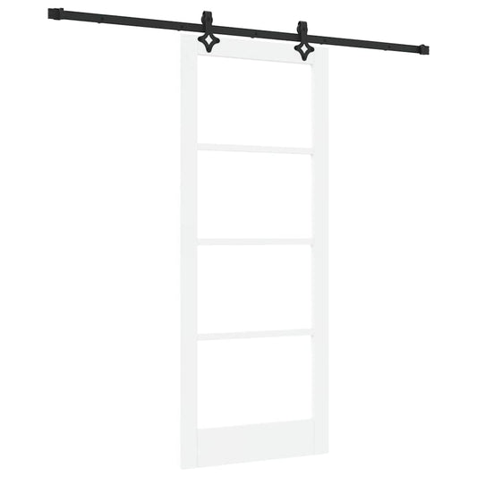 Sliding Door White 83 x 202 cm Solid Pine Wood and Glass