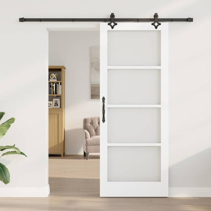 Sliding Door White 83 x 211 cm Solid Pine Wood and Glass