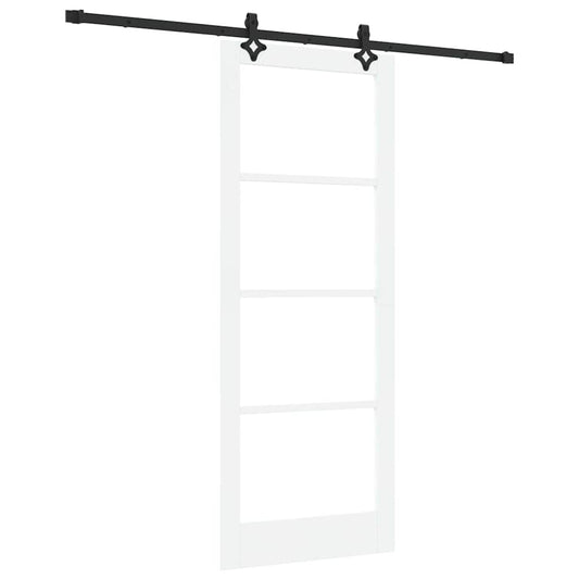 Sliding Door White 83 x 211 cm Solid Pine Wood and Glass