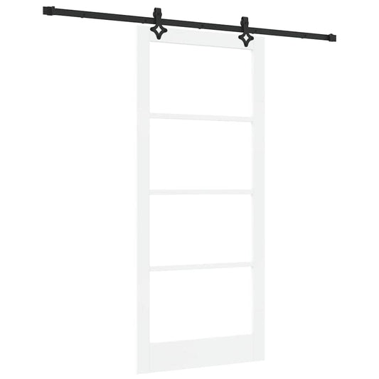 Sliding Door White 93 x 211 cm Solid Pine Wood and Glass
